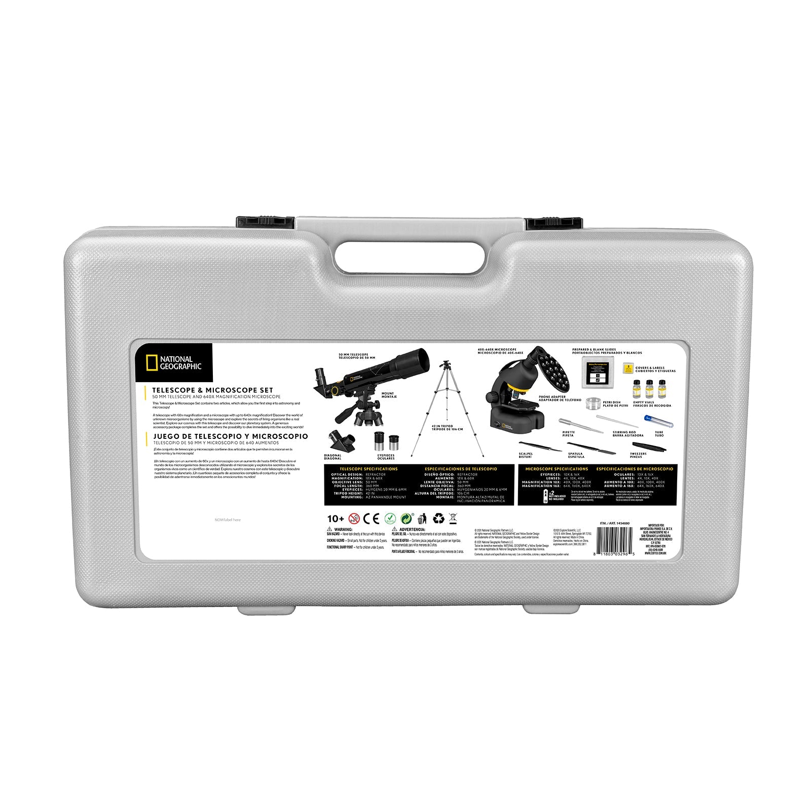 National Geographic 50mm Telescope and 640x Microscope Set with Hard Case