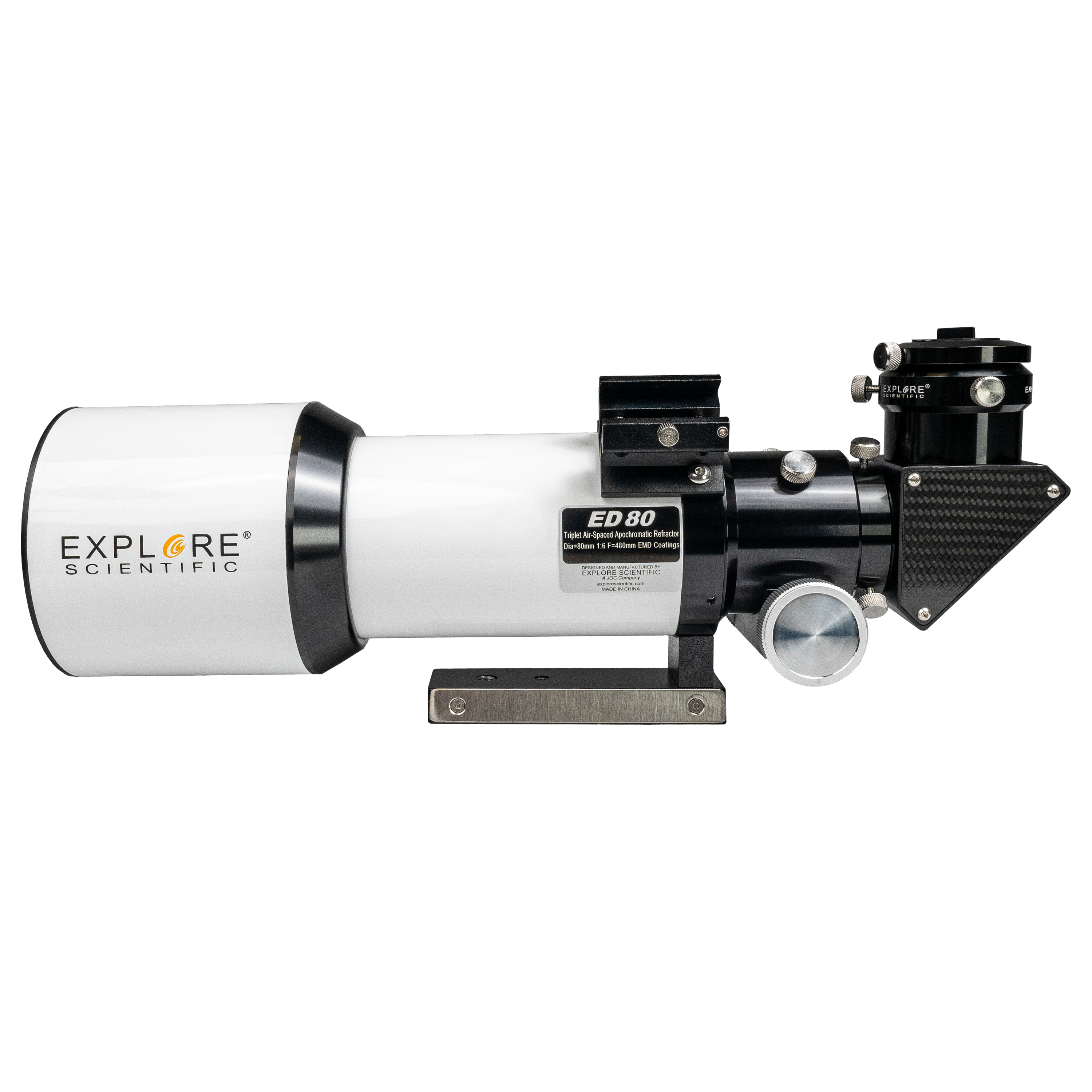 Explore Scientific ED80 Essential Series Air-Spaced Triplet Refractor Telescope with 0.8x Focal Reducer and iEXOS-100-2 PMC-Eight Equatorial Tracker System with WiFi and Bluetooth®