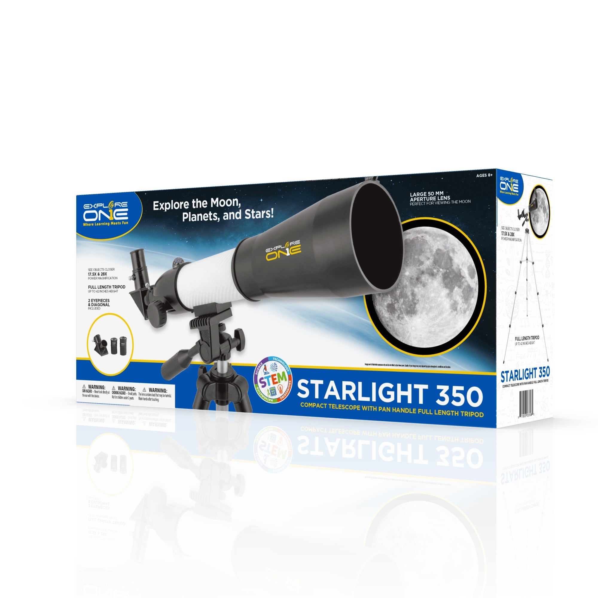 Explore One Starlight 350 - Compact Telescope with Pan Handle Full Length Tripod