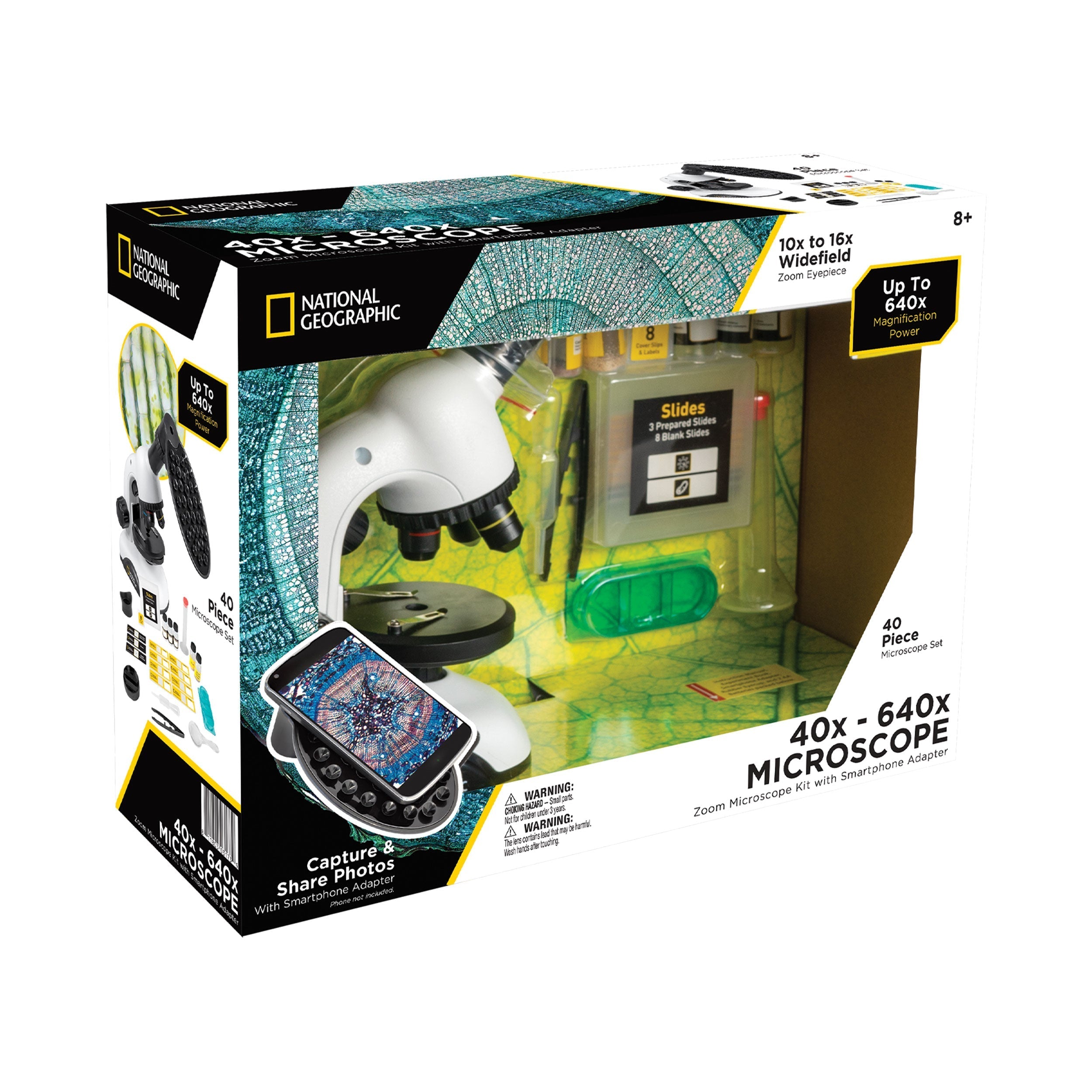 Certified Pre-Owned National Geographic 40x-640x Magnification Microscope with Smartphone Camera Adapter