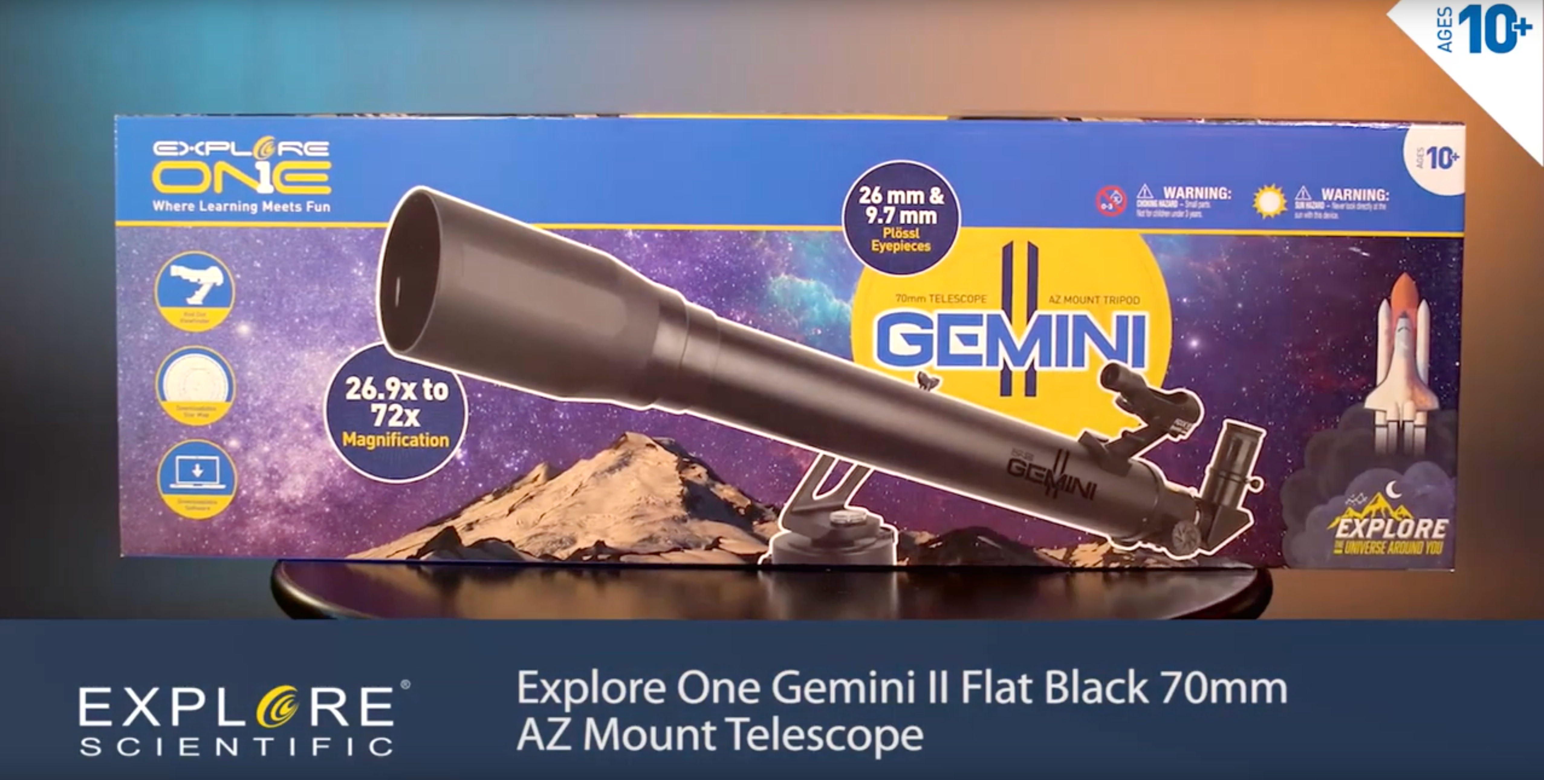 Explore One Gemini II Flat Black 70mm AZ Mount Telescope